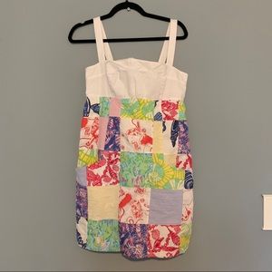 Lilly Pulitzer patchwork dress w/ straps + pockets